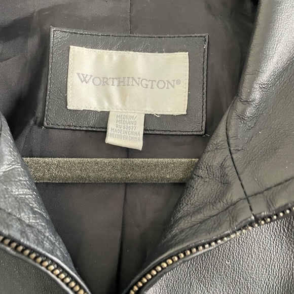 Worthington Leather Coat w/ belt - Picture 5 of 5